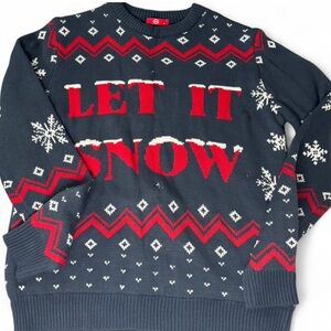 Light Up “LET IT SNOW” Christmas Sweater • Blue Red LED Holiday Sweater M